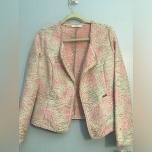 Gaudi' Pink and Cream Textured Open-Front Jacket